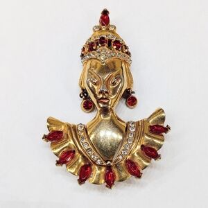 Vintage Reinad Signed Asian Princess Altered Brooch